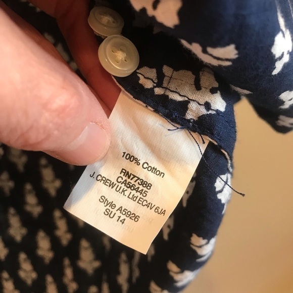 J Crew Navy and White Popover Size XS - Picture 5 of 7